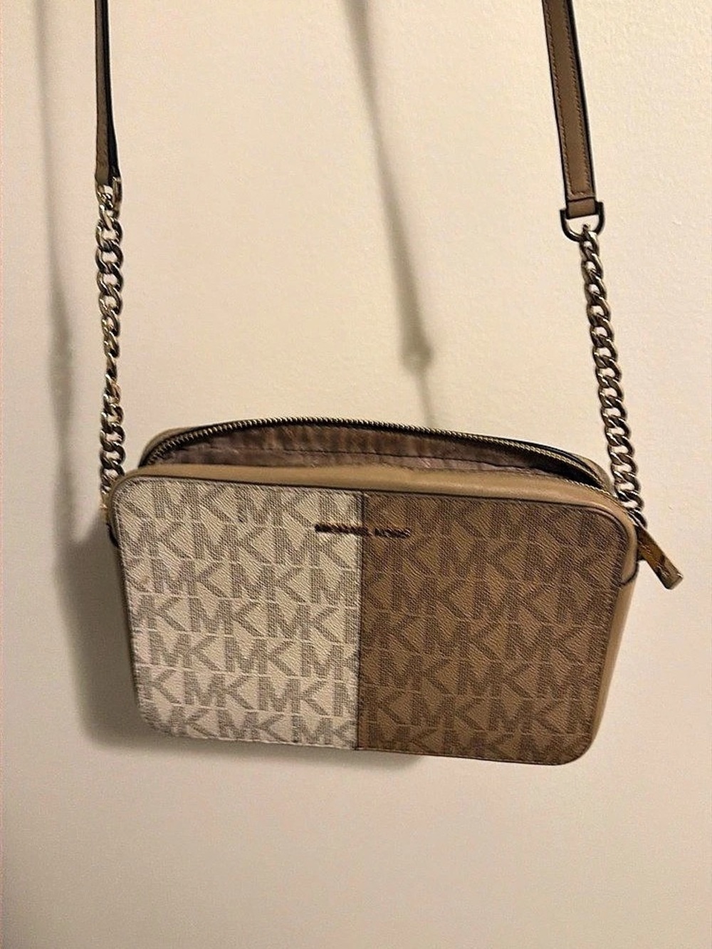 Michael Kors Jet Set Large East West Crossbody Bag Brown & Cream
